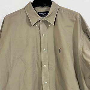 2 XL Polo Ralph Lauren Oxford-Fit Long Sleeve Surrey  Tan Big and  Tall